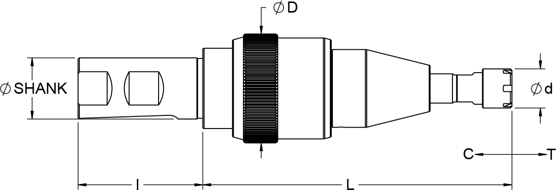 DeBurr-Z with Straight Shank, and ER Collet.