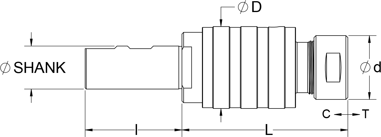 SM with Straight Shank and Rubber-Flex Collet
