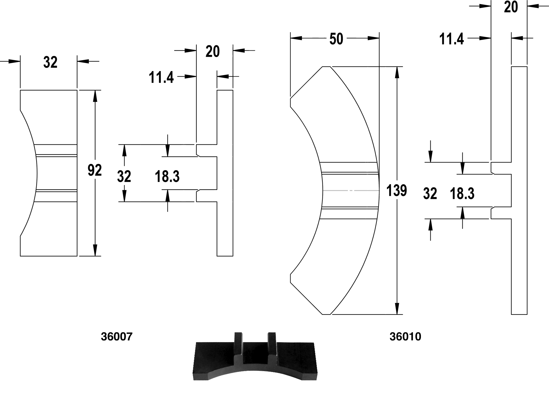 Stop Blocks for use with RDT25, RCT50 and TapWriter
