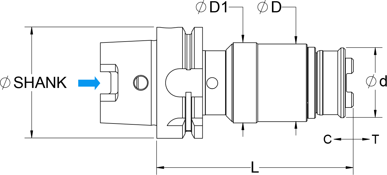 SynchroFlex® II Tap Holder with HSK Shank, Quick-Change, and Internal Coolant.