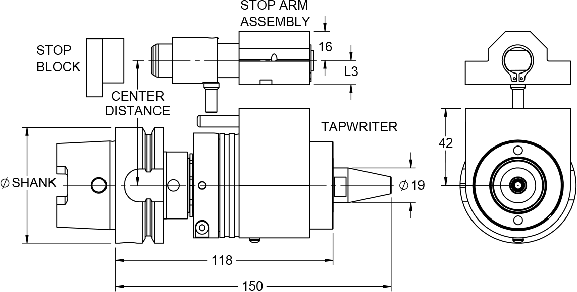TapWriter with HSK Shank