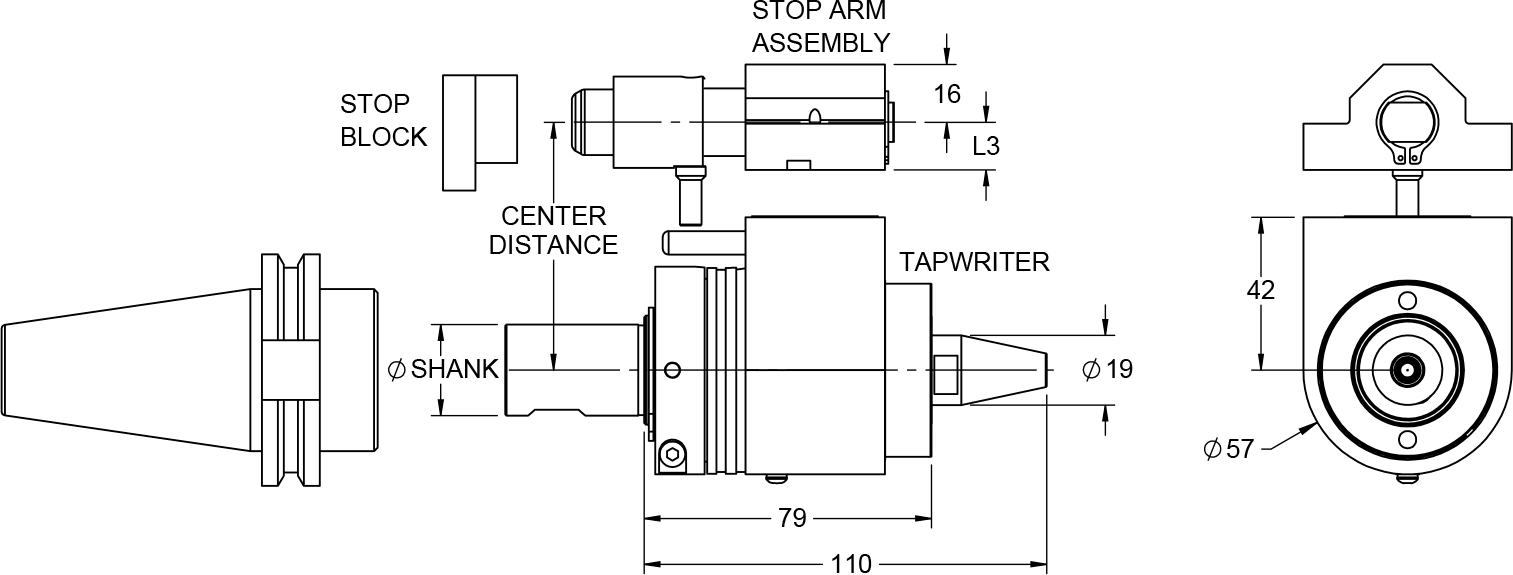 TapWriter with Modular Straight Shank