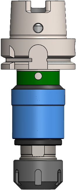 SynchroFlex® II Tap Holder with HSK SHANK, ER Collet, and MQL, Minimum Quantity Lubrication.